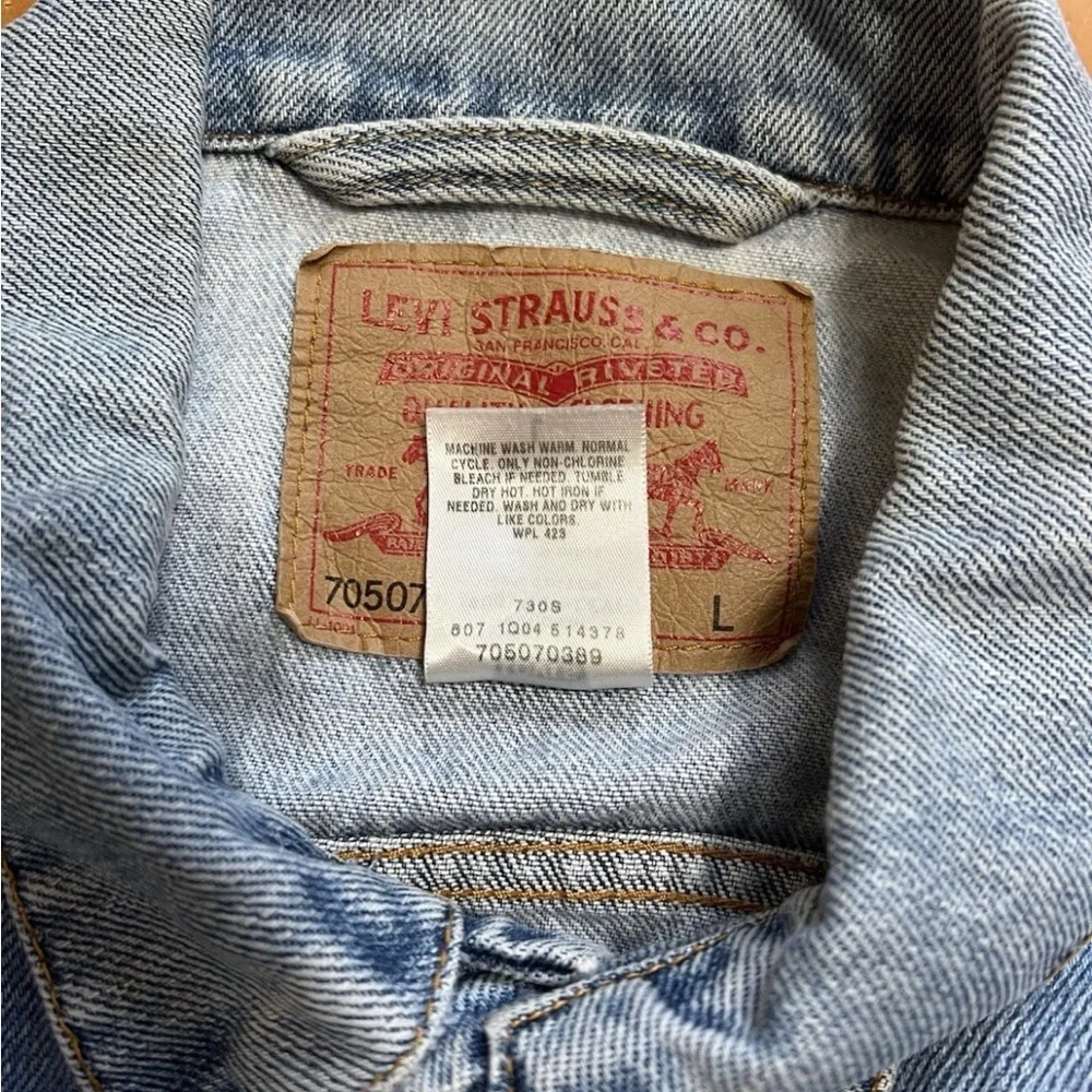 Vtg Y2K Levi’s 70507-0389 Trucker Jacket Size L Light Blue Made in India - Picture 10 of 10